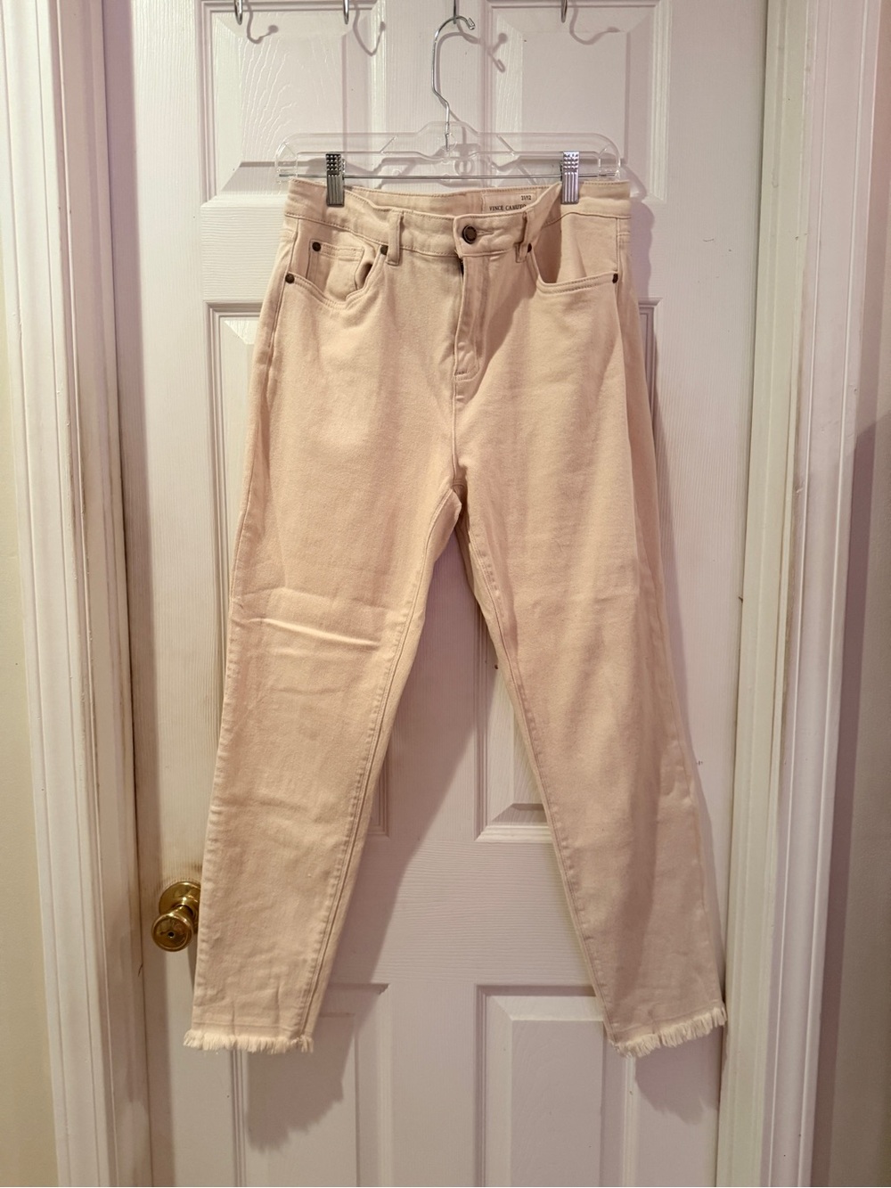 Vince Camuto High-Rise Cream Women's Jeans - Classic Straight Leg